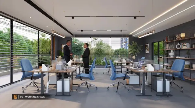 Garden seating area at Palm Springs Wakad